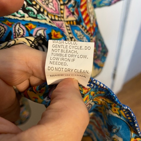 SHEIN Blue and Orange Tiered Ruffled Long Sleeve Dress - Picture 6 of 8